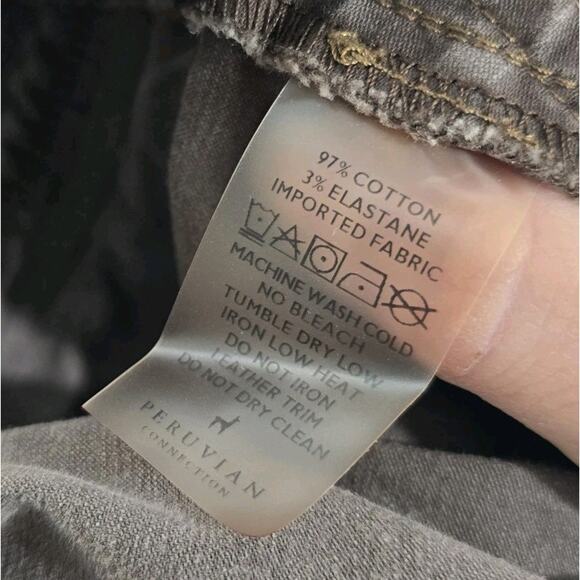 Peruvian Connection Pants Womens 6 X 30 Brown Skinny High Rise Moto Cotton - Picture 9 of 12